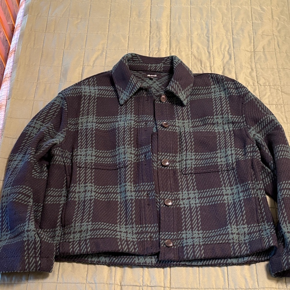 Madewell Herringbone Patterned Shacket In Black A… - image 1